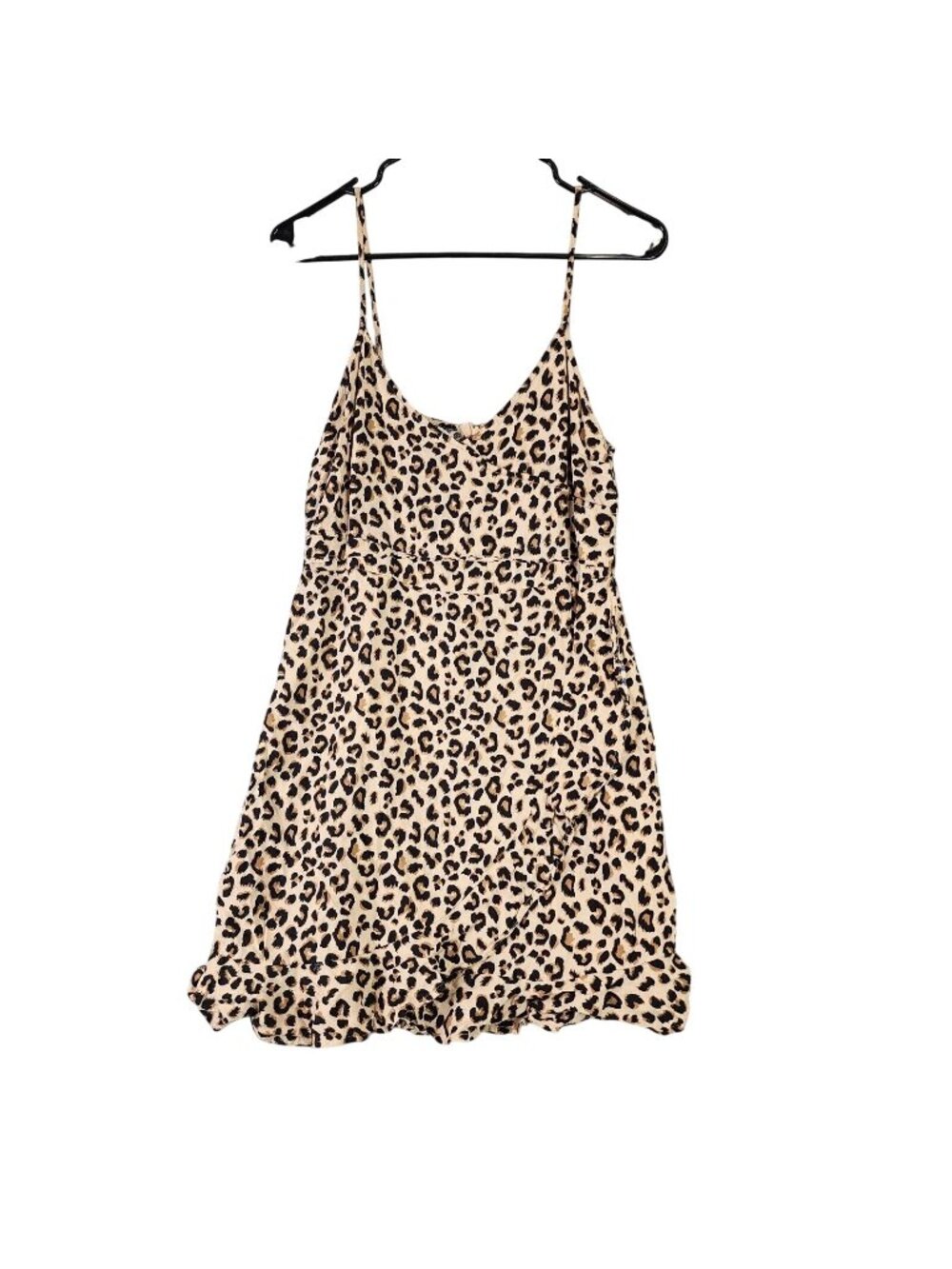 Womens H&M Divided Brown & Black Animal Print Cami Dress Zipper Back Size L